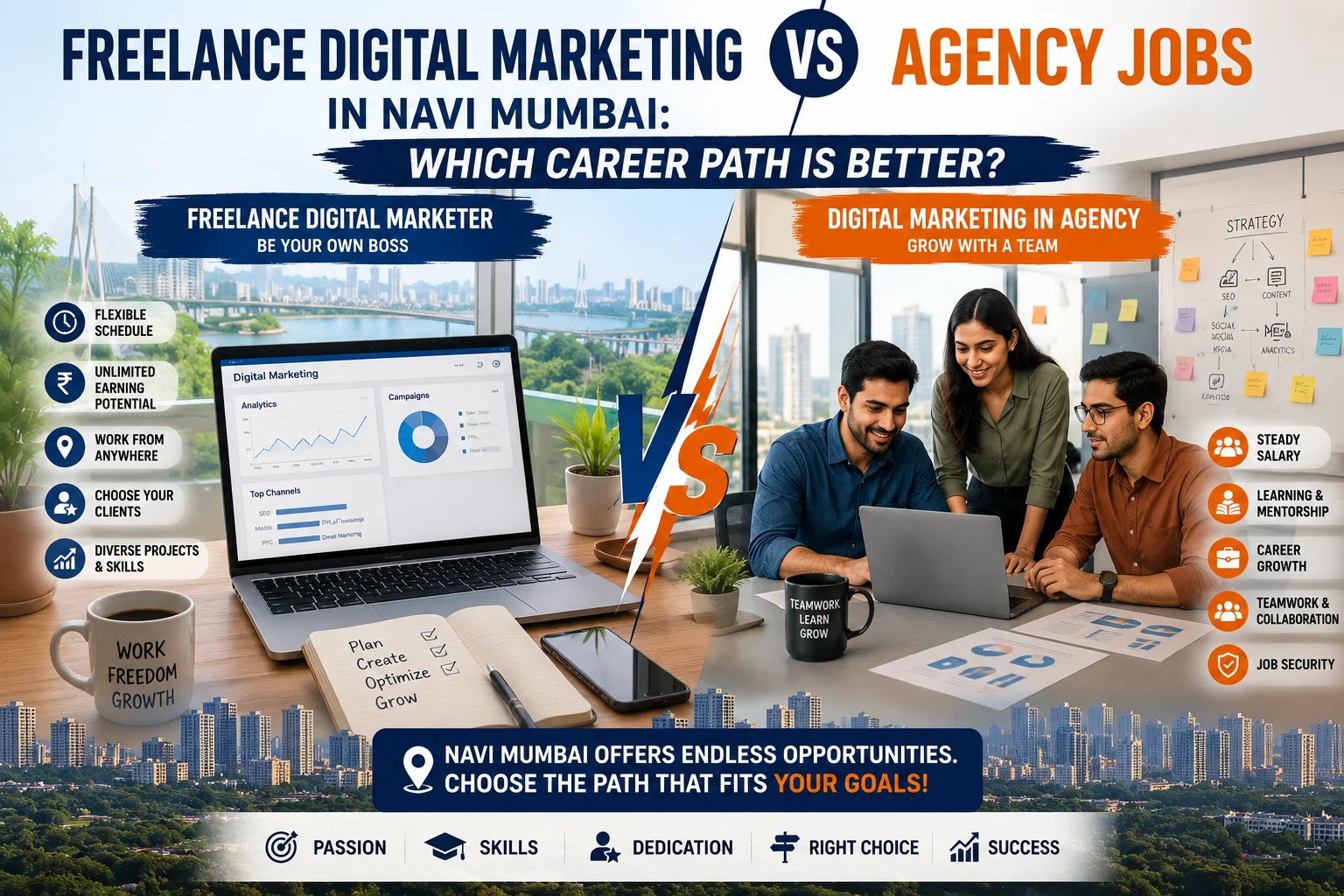 Freelance Digital Marketing vs Agency Jobs in Navi Mumbai: Which Career Path Is Better?